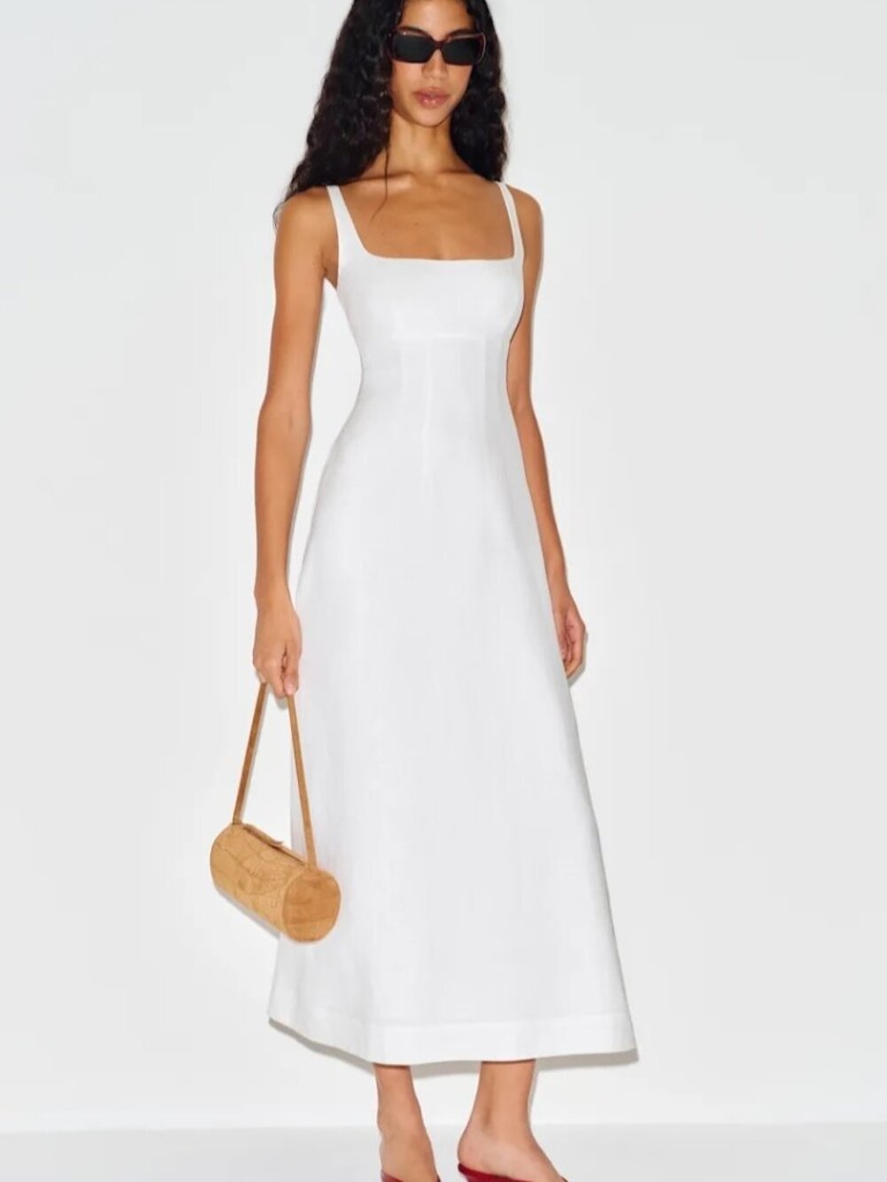 NEW Reformation Sabine Long Sleeveless Linen Dress Dunes White | US 6 UK 10 - Picture 2 of 16